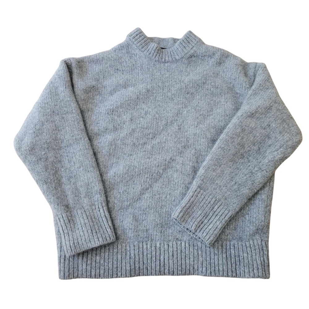 Theory Sweater Women Petite P Small Grey Wool Mock Neck Minimalist Quiet Luxury - Picture 4 of 12